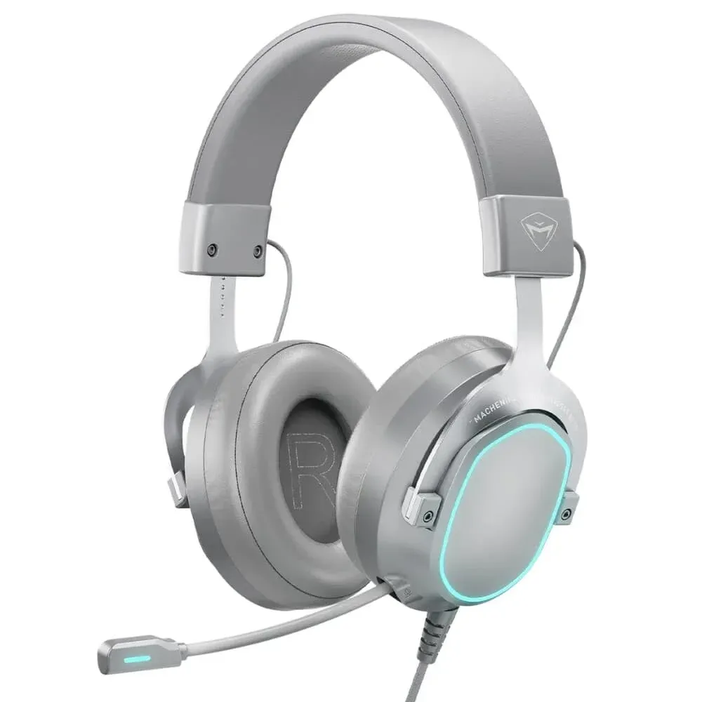 Headset Gamer Machenike GX30 com Drivers Duplos 50mm+13mm, Som Surround 7.1 2ª Geração, Unidade Estéreo Personalizada, Microfone Retrátil Omnidirecional - Cinza