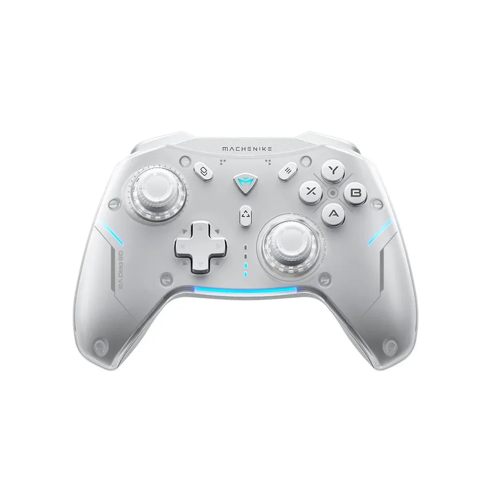Controle Gamer Machenike G5 Pro Max Branco com Dock Multiplataforma, Tri-Mode, Hall Effect, Switches Mecânicos, 1000hz, RGB